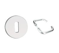 Vachette - Jeu de Rosaces Rondes RIVIERA/BERCY/GOLF/ORCA/PARAPHE + Poignée de Porte à Retour BERCY - Clé L pour Porte de Chambre/Bureau + Jeu de Béquilles (Sans Plaque) - Argent - Garantie 10 Ans