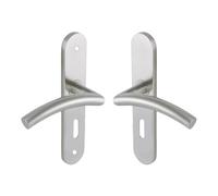 Vachette LINOX 494 Set de Poignée de Porte sur Grande Plaque - Béquille Virgule - Version Clé L - Porte de Chambre et Bureau - Entraxe 195 mm - Pose Facile - Garantie 2 ans - Acier Inoxidable