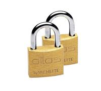 Vachette Lot de 2 Cadenas tlas en Laiton 20 mm - 1320MN20/SC - Résistance anti traction, Usage intérieur et extérieur, 2 Clés incluses