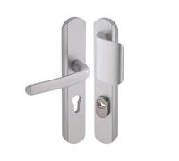 Vachette Poignée de porte blindée sur Plaque pour porte Palière Secumax One - Entraxe 195 mm - Pose Facile - en Aluminium - Protecteur de Cylindre Inox Ajustable de 5 mm - Argent - Garantie 10 Ans
