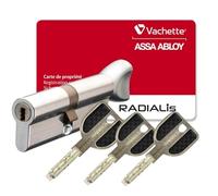 Vachette RADIALis - Cylindre de Serrure à Bouton 32,5x32,5mm, Sécurité Maximale - Anti perçage, bumping, crochetage, casse - Porte extérieure, porte d'entrée - 3 Clés Incopiables, Carte de Propriété