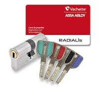Vachette RADIALis - Cylindre de Serrure Débrayable SYNKRO 32,5x32,5 mm Inox, Sécurité Maximale, pour Porte extérieure, porte d'entrée - 4 Clés Incopiables, Carte de Propriété