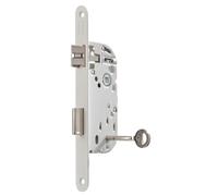 Vachette Serrure à encastrer xe 40 mm, coffre 135 mm, Certifiée NF Niveau 2 - D25 Réversible sans démontage, Têtière bouts ronds - Porte intérieure chambre, bureau - Blanc, Gâche, 1 Clé inclus