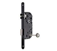 Vachette Serrure à encastrer xe 40 mm, coffre 135 mm, Certifiée NF Niveau 2 - D25 - Réversible sans démontage, Têtière bouts ronds - Porte intérieure, chambre, bureau - Noir, Gâche, Clé inclus