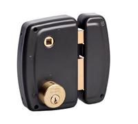 Vachette Serrure en Applique Verticale à fouillot Droite, Série PS, pour Porte d'Entrée - 672BQ45/SC D - Sûreté à Cylindre 5 goupilles, Axe à 45 mm, Utilisation avec poignée carré 7mm, 3 Clés, Gris