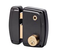 Vachette Serrure en applique verticale à fouillot Gauche, Série PS, pour Porte d'Entrée - 672BQ45/SC G - Sûreté à cylindre 5 goupilles, Axe à 45 mm, Utilisation avec poignée carré 7mm, 3 Clés, Gris