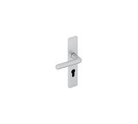 Vachette Set de Poignée de Porte sur Grande Plaque GOLF - Version Bec de Cane - Condamnation pour Salle de bain. WC - Entraxe 195 mm - Pose Facile - Garantie 10 ans - en Aluminium anodisé Argent