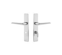 Vachette Set de Poignée de Porte sur Grande Plaque RIVIERA - Version Clé I pour Porte d’Entrée, Cave, Bureau et Garage - Entraxe 195 mm - Garantie 10 ans - en Aluminium - Finition Argent