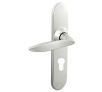 Vachette Set de Poignée de Porte sur Grande Plaque TWIST - Version Clé I pour Porte d’Entrée - Entraxe 195 mm - en Zamak Résistant, Finition Chrome Velours - Système de Pose Facile - Garantie 10 ans