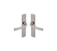 Vachette Set de Poignée de Porte sur Petite Plaque MUZE - Version Bec de Cane Porte Cuisine/Salon, Entraxe 165 mm - Système de Pose Facile - en Zamak Résistant - Finition Platine - Garantie 10 Ans
