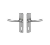 Vachette Set de Poignée de Porte sur Petite Plaque MUZE - Version Cle L Porte Cuisine/Salon, Entraxe 165 mm - Système de Pose Facile - en Zamak Résistant - Finition Chrome Velours - Garantie 10 Ans