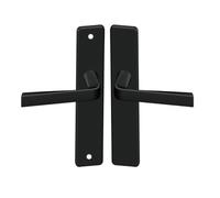 Vachette Set de Poignée de Porte sur Plaque KOYA - Version Sans Trou pour Porte de Chambre et de Bureau - Entraxe 195 mm - Matériau Aluminium Résistant - Garantie 10 Ans - Finition Noir