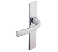 Vachette Set de Poignée de Porte sur Plaque MUZE - Version Clé I pour Porte Palière, Entraxe 195 mm - Pose Facile - en Zamak - Vis Extérieures Invisibles - Chrome Velours - Garantie 10 Ans