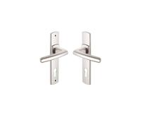 Vachette Set de Poignée de Porte sur Plaque SCULT - Version Clé I pour Porte d'Entrée/Cave/Abris de Jardin - Entraxe 165 mm - Matériau Zamak Résistant - Garantie 10 Ans - Finition Platine