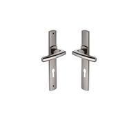 Vachette Set de Poignée de Porte sur Plaque SCULT - Version Clé I pour Porte d'Entrée/Cave/Abris de Jardin - Entraxe 195 mm - Matériau Zamak Résistant - Garantie 10 Ans - Finition Diamant Noir