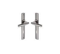 Vachette Set de Poignée de Porte sur Plaque SCULT - Version Clé L pour Porte de Chambre et de Bureau - Entraxe 195 mm - Matériau Zamak Résistant - Garantie 10 Ans - Finition Diamant Noir