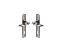 Vachette Set de Poignée de Porte sur Plaque SCULT - Version Clé L pour Porte de Chambre et de Bureau - Entraxe 165 mm - Matériau Zamak Résistant - Garantie 10 Ans - Finition Diamant Noir