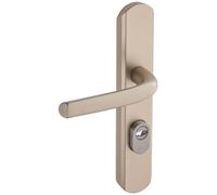 Vachette Set de Poignée de Porte sur Plaque Sécumax Up - Version Clé I, Entraxe 195 mm - Pose Facile - en Aluminium - Protecteur de Cylindre Inox Ajustable de 5 mm - Champagne - Garantie 10 Ans