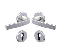 Vachette Set de Poignée de Porte sur Rosaces Ø 52 mm Logio - Version Clé I pour Porte d’Entrée, Cave, Bureau, Garage - Garantie 10 ans - en Aluminium Résistant - Finition Argent