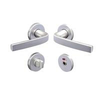 Vachette Set de Poignée de Porte sur Rosaces Ø 52 mm Logio - Version Condamnation pour Porte de Salle de Bain, WC - Garantie 10 ans - Matériau Aluminium Résistant - Finition Argent