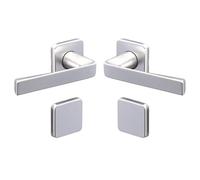 Vachette Set de Poignée de Porte sur Rosaces Aveugle KAZA - pour Porte sans Fermeture par Clé, Porte de Cuisine, Salon - Matériau Aluminium Résistant - Garantie 10 Ans - Finition Argent