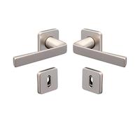 Vachette Set de Poignée de Porte sur Rosaces Clé L KAZA - pour Porte de Chambre et de Bureau - Matériau Aluminium Résistant - Garantie 10 Ans - Finition Anodinox
