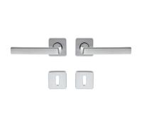 Poignées sur rosaces carrées clé L - aluminium argent - Kaza VACHETTE
