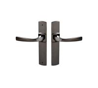 Vachette Set de Poignées de Porte sur Grande Plaque MUZE en Zamak - Version Double Béquille sur Plaque Entraxe 195 mm - Bec de Cane pour Porte Cuisine/Salon - Finition Diamant Noir - Garantie 10 Ans