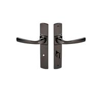 Vachette Set de Poignées de Porte sur Grande Plaque MUZE - Version à Condamnation Portes WC/SDB, Entraxe 195 mm - Système de Pose Facile - Zamak Résistant - Finition Diamant Noir - Garantie 10 Ans