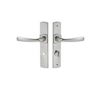Vachette Set de Poignées de Porte sur Grande Plaque MUZE - Version à Condamnation Portes WC/SDB, Entraxe 195mm - Système de Pose Facile - Zamak Résistant - Finition Chrome Velours - Garantie 10 Ans