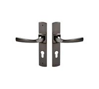 Vachette Set de Poignées de Porte sur Grande Plaque MUZE - Version Clé I, Porte d'Entrée, Bureau, Garage - Entraxe 195 mm - Pose Facile - Zamak Résistant - Finition Diamant Noir - Garantie 10 Ans
