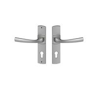 Vachette Set de Poignées de Porte sur Petite Plaque MUZE en Zamak - Double Béquille sur Plaque Entraxe 165mm - Version Clé I, Porte d'Entrée, Bureau, Garage - Finition Chrome Velours - Garantie 10 Ans