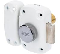 Vachette Verrou de porte Bouton/Cylindre CYCLOP Blanc - Ouverture à Bouton intérieur xtérieur - Cylindre ø 23 mm, Longueur 40 mm, 5 goupilles - Anti crochetage - 3 clés
