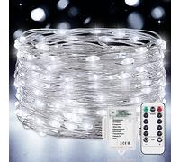 Vacoulery Guirlande LED à Pile 1 Pièce 12M 120LEDs Guirlande Lumineuse Pile 8 Modes Guirlande Lumineuse LED avec Minuterie et Télécommande pour Chambre Terrasse Intérieure Extérieure Décoration