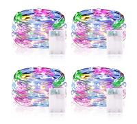 Vacoulery Guirlande Lumineuse LED à Piles 5M 16.5FT 50LED Micro Guirlande Led Pile Interieur et Extérieur pour Chambre Noël Mariage Sapin Bocaux Décoration (4 Pièces, Coloré)