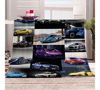 VACSAX Couverture en Flanelle 3D Supercar pour Enfants Et Garçons, Couverture Sherpa pour Adultes 80x100Cm pour Lit Et Canapé, Plaid Cadeau Fille, Couverture Chaude Flanelle, Microfibre