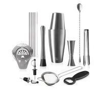 Vacu Vin Ensemble à cocktail - Mixologist 14 pièces - Bar dans une boîte avec shaker, pilon, doseur et plus encore - Ensemble de bar compact - Passe au lave-vaisselle