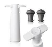 Vacu Vin Pompe à Vin Originale Blanche avec 2 Bouchon Sous Vide - Pompe Manuelle pour Vin Rouge ou Blanc - Système de Scellage Hermétique - Design Compact - Jusqu’à 10 Jours de Fraîcheur