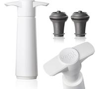 Vacu Vin Pompe à Vin Originale Blanche avec 2 Bouchon Sous Vide - Pompe Manuelle pour Vin Rouge ou Blanc - Système de Scellage Hermétique - Design Compact - Jusqu’à 10 Jours de Fraîcheur