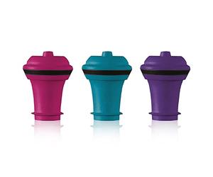 Vacuvin 08850606 Set de 3 Bouchons Stoppeur,Multicolore
