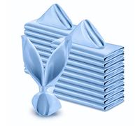 VACVELT Lot de 50 Serviettes carrées en Satin Bleu Clair, 43,2 x 43,2 cm | Lisse et soyeuse avec finition brillante, pliable dans différentes formes, bords sans couture, lavable en machine