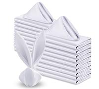 VACVELT Lot de 50 serviettes de table en satin blanc, 43 x 43 cm, pour | Lisse et soyeuse avec finition brillante, pliable dans différentes formes, bords sans couture, lavable en machine