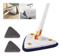Vadrouille de Nettoyage Réglable Rotative à 360°, Telescopic Triangular Mop avec Compression Automatique de l'eau (Blanc, 1Pc)