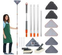 Vadrouille de Nettoyage Rotative à 360°, Balai Plafond avec 205cm Télescopique Poignée, Serpillère de Nettoyage avec 6 Interchangeable Microfibre Chenille Pads (Télescopique + Tige de Remplacement)