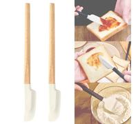 VAEIORP Lot de 2 Spatules en Silicone Petites, Maryse Cuisine avec Manche en Bois, Spatules Flexibles pour Pâtisserie, Mélange, Cuisson et Ustensiles de Cuisine