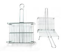 VAELLO - Grille Double Étamée pour Barbecue avec Poignées - Accessoire de Cuisine Extérieure et Grillades en Acier Chromé avec Anneau de Serrage - 35 x 40 cm