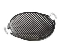 VAELLO Plancha en fonte émaillée réversible Ø 32 cm – plaque ronde striée/lisse – Noire