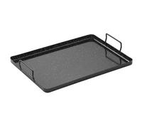VAELLO Plat Rectangulaire Émaillé - Acier Laminé DC04 EK - Poignées Ergonomiques - Profondeur 1.8 cm pour Service Quotidien - Noir Éclats Blancs - 20 x 25 cm