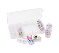 Vaessen Creative Boîte de Rangement - 25 Pots de Ø 3 cm x 1,5 cm - Plastique - 18,5 x 8,5 x 3,2 cm - pour Album Photo de ccessoires Diamond Painting et Scrapbooking