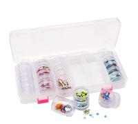 Vaessen Creative Boîte de Rangement - 28 Pots de 26 fois Ø4 cm x 2 cm et 2 fois Ø4 cm x 5 cm - Plastique - 27 x 11,5 x 4,2cm - pour Album Photo de Classe, Accessoires Diamond Painting et Scrapbooking